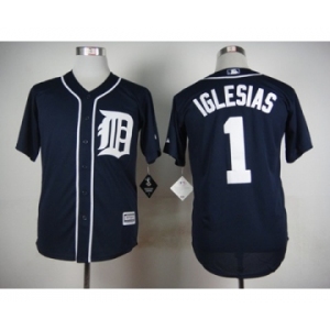 Men Detroit Tigers #1 Jose Iglesias Navy Blue 2016 Official Cool Base Jersey