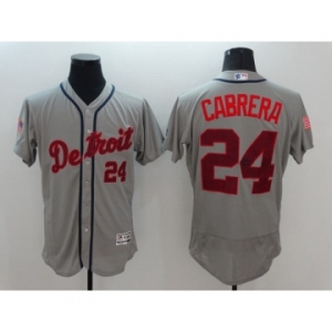 Men Detroit Tigers #24 Miguel Cabrera Gray Stars & Stripes 2016 Independence Day Flex Base Jersey