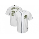 Men Detroit Tigers #24 Miguel Cabrera White New Cool Base 2018 Memorial Day Stitched MLB Jersey