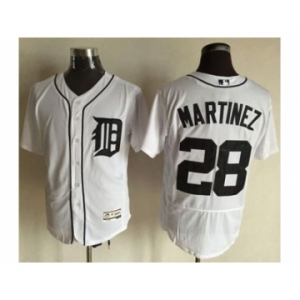 Men Detroit Tigers #28 J. D. Martinez Majestic White Flexbase Authentic Collection Player Jersey