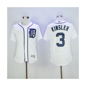 Men Detroit Tigers #3 Ian Kinsler Majestic White Flexbase Authentic Collection Player Jersey