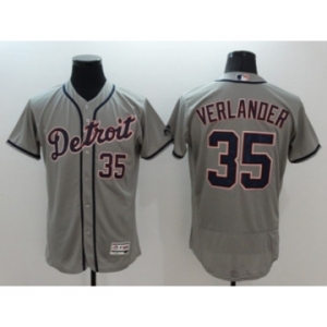 Men Detroit Tigers #35 Justin Verlander Majestic Gray Flexbase Authentic Collection Player Jersey