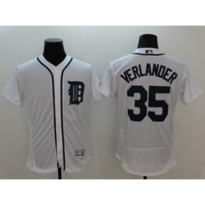 Men Detroit Tigers #35 Justin Verlander Majestic white Flexbase Authentic Collection Player Jersey