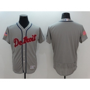Men Detroit Tigers Blank Majestic Gray 2016 Independence Day Stars & Stripes Flex Base Team Jersey
