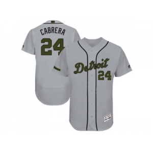 Men's Detroit Tigers #24 Miguel Cabrera Grey Flexbase Authentic Collection Memorial Day Stitched MLB Jersey