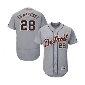 Men's Detroit Tigers #28 JD Martinez Majestic Gray Flexbase Authentic Collection Player Jersey