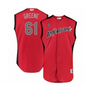 Men's Detroit Tigers #61 Shane Greene Authentic Red American League 2019 Baseball All-Star Jersey