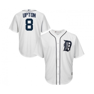 Men's Detroit Tigers #8 Justin Upton White Official Cool Base Player Jersey