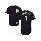 Men's Majestic Detroit Tigers #1 Jose Iglesias Navy Blue Flexbase Authentic Collection MLB Jersey