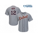 Men's Majestic Detroit Tigers #12 Anthony Gose Replica Grey Road Cool Base MLB Jersey