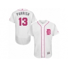 Men's Majestic Detroit Tigers #13 Lance Parrish Authentic White 2016 Mother's Day Fashion Flex Base MLB Jersey