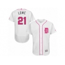 Men's Majestic Detroit Tigers #21 Mark Lowe Authentic White 2016 Mother's Day Fashion Flex Base MLB Jersey