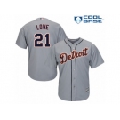 Men's Majestic Detroit Tigers #21 Mark Lowe Replica Grey Road Cool Base MLB Jersey