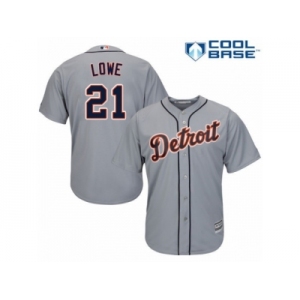 Men's Majestic Detroit Tigers #21 Mark Lowe Replica Grey Road Cool Base MLB Jersey