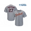 Men's Majestic Detroit Tigers #27 Jordan Zimmermann Authentic Grey Road Cool Base MLB Jersey