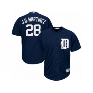 Men's Majestic Detroit Tigers #28 J. D. Martinez Replica Navy Blue Cool Base MLB Jersey