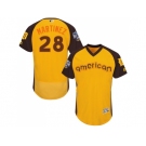 Men's Majestic Detroit Tigers #28 J. D. Martinez Yellow 2016 All-Star American League BP Authentic Collection Flex Base MLB Jersey