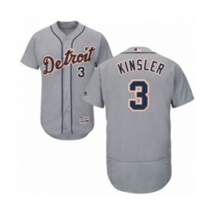 Men's Majestic Detroit Tigers #3 Ian Kinsler Grey Flexbase Authentic Collection MLB Jersey