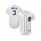 Men's Majestic Detroit Tigers #3 Ian Kinsler White Flexbase Authentic Collection MLB Jersey