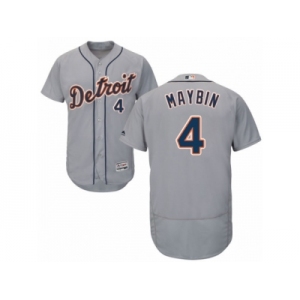 Men's Majestic Detroit Tigers #4 Cameron Maybin Grey Flexbase Authentic Collection MLB Jersey
