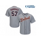 Men's Majestic Detroit Tigers #57 Francisco Rodriguez Replica Grey Road Cool Base MLB Jersey