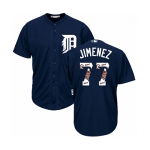 Men's Majestic Detroit Tigers #77 Joe Jimenez Authentic Navy Blue Team Logo Fashion Cool Base MLB Jersey