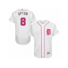 Men's Majestic Detroit Tigers #8 Justin Upton Authentic White 2016 Mother's Day Fashion Flex Base MLB Jersey