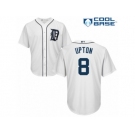 Men's Majestic Detroit Tigers #8 Justin Upton Authentic White Home Cool Base MLB Jersey