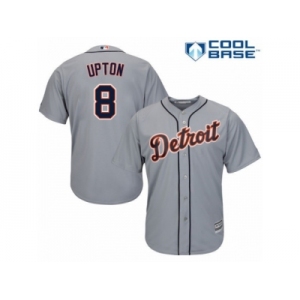 Men's Majestic Detroit Tigers #8 Justin Upton Replica Grey Road Cool Base MLB Jersey