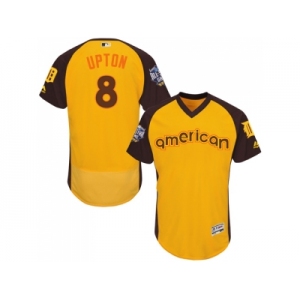Men's Majestic Detroit Tigers #8 Justin Upton Yellow 2016 All-Star American League BP Authentic Collection Flex Base MLB Jersey
