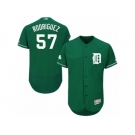 en's Majestic Detroit Tigers #57 Francisco Rodriguez Green Celtic Flexbase Authentic Collection MLB Jersey