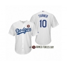 2019 Armed Forces #10 Day Justin Turner Los Angeles Dodgers White Jersey