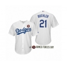 2019 Armed Forces Day #21 Walker Buehler Los Angeles Dodgers White Jersey