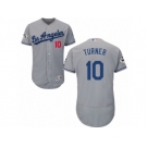 Los Angeles Dodgers #10 Justin Turner Authentic Grey Road 2017 World Series Bound Flex Base MLB Jersey