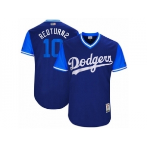 Los Angeles Dodgers #10 Justin Turner Redturn2 Authentic Navy Blue 2017 Players Weekend MLB Jersey