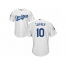 Los Angeles Dodgers #10 Justin Turner Replica White Home 2017 World Series Bound Cool Base MLB Jersey