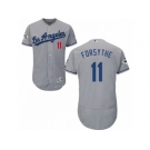 Los Angeles Dodgers #11 Logan Forsythe Authentic Grey Road 2017 World Series Bound Flex Base MLB Jersey