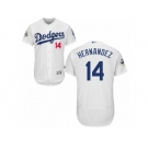 Los Angeles Dodgers #14 Enrique Hernandez Authentic White Home 2017 World Series Bound Flex Base MLB Jersey