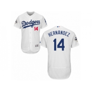 Los Angeles Dodgers #14 Enrique Hernandez Authentic White Home 2017 World Series Bound Flex Base MLB Jersey