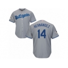 Los Angeles Dodgers #14 Enrique Hernandez Replica Grey Road 2017 World Series Bound Cool Base MLB Jersey