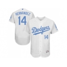 Los Angeles Dodgers #14 Enrique Hernandez White Flexbase Authentic Collection 2016 Father's Day Stitched Baseball Jersey