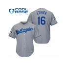 Los Angeles Dodgers #16 Andre Ethier Replica Grey Road 2017 World Series Bound Cool Base MLB Jersey