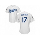 Los Angeles Dodgers #17 Brandon Morrow Replica White Home 2017 World Series Bound Cool Base MLB Jersey