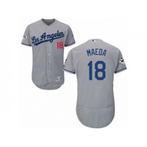 Los Angeles Dodgers #18 Kenta Maeda Authentic Grey Road 2017 World Series Bound Flex Base MLB Jersey