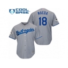 Los Angeles Dodgers #18 Kenta Maeda Replica Grey Road 2017 World Series Bound Cool Base MLB Jersey