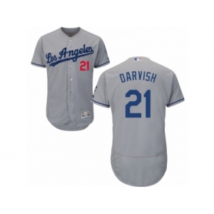 Los Angeles Dodgers #21 Yu Darvish Grey Flexbase Authentic Collection MLB Jersey