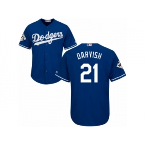 Los Angeles Dodgers #21 Yu Darvish Replica Royal Blue Alternate 2017 World Series Bound Cool Base MLB Jersey