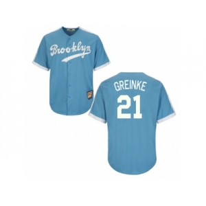 Los Angeles Dodgers #21 Zack Greinke Light Blue Cooperstown Throwback Stitched Baseball Jersey