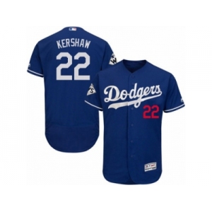 Los Angeles Dodgers #22 Clayton Kershaw Authentic Royal Blue Alternate 2017 World Series Bound Flex Base MLB Jersey