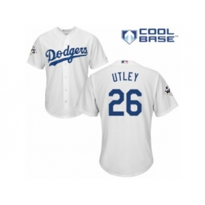 Los Angeles Dodgers #26 Chase Utley Replica White Home 2017 World Series Bound Cool Base MLB Jersey